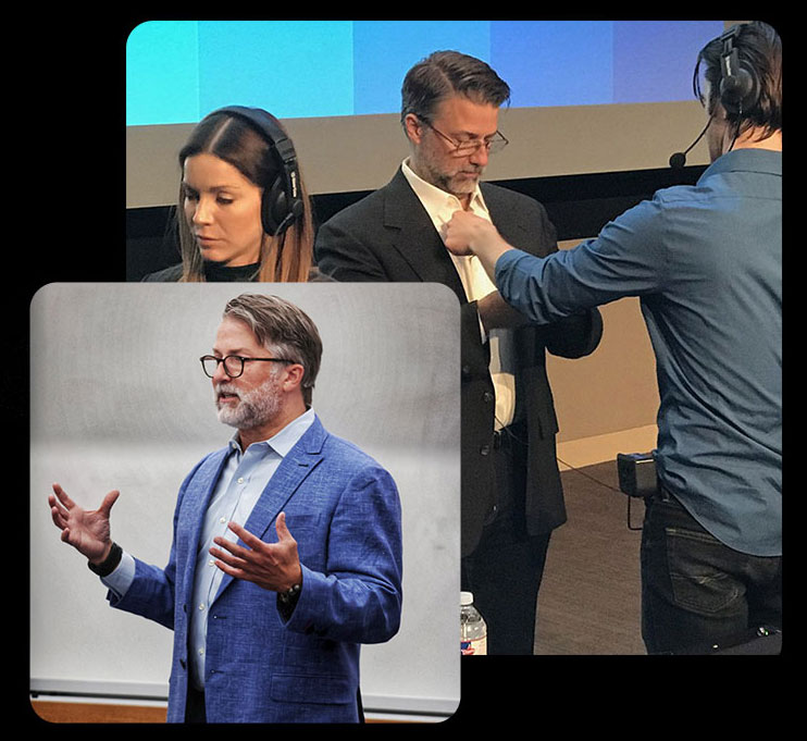 Images of Knox speaking on stages across the country about professional branding